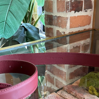 DOLCE & GABBANA Amore Pearl Logo Maroon Leather Belt