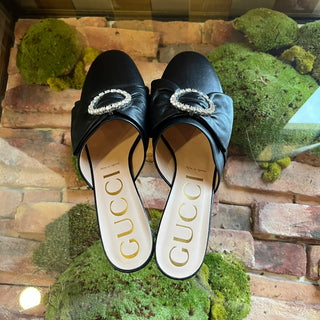 GUCCI Crystal Embellished Slip On Mules SZ40.5(10.5US) DIA313