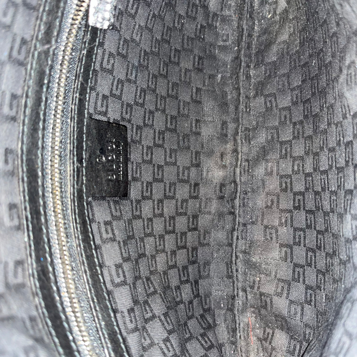 GUCCI Black Canvas Interlocking G Reins Hobo Bag TS3009