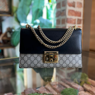 GUCCI Padlock Large Brown GG Supreme Canvas Shoulder Bag
