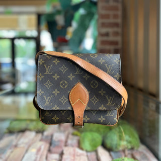 LOUIS VUITTON Cartouchiere Brown Monogram Canvas Vintage Crossbody Bag