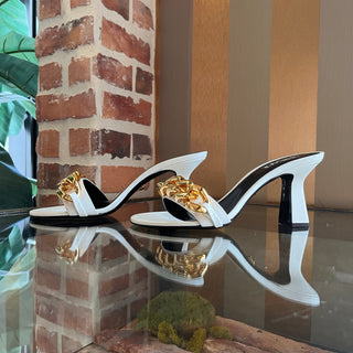 VERSACE White/Black Leather Chain Pumps SZ 40 (US 10)