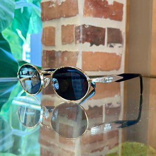 PRADA SPR65Z Oval Pale Gold-Tone Metal Sunglasses