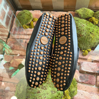 GUCCI Web Stripe Black Leather Driver Loafers SZ9(9.5US)