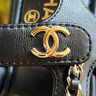 CHANEL Black Quilted Leather Platform Sandals SZ 39 (US 9)