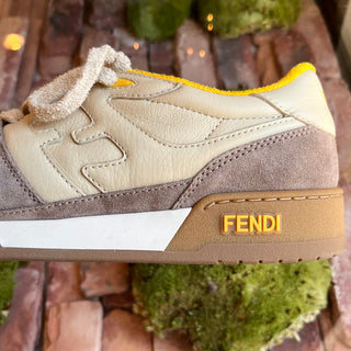 FENDI Beige Match Suede Leather Low Top Sneakers SZ41(11US)