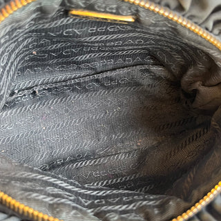 PRADA Gray Nylon Ruffle Cosmetic Pouch