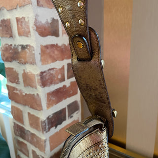 GUCCI Pelham Gold Leather Sudded Hobo Bag