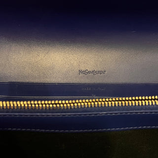 SAINT LAURENT Belle De Jour Blue Patent Leather Clutch