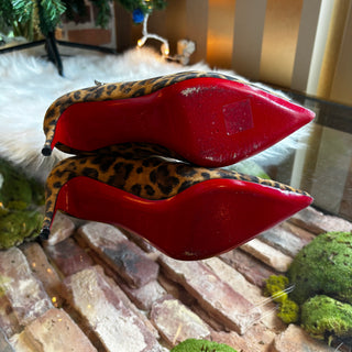 CHRISTIAN LOUBOUTIN Suede Leopard Print Boots 36.5