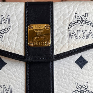 MCM Kisslock Small White Black Vintage Wallet