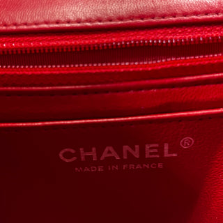 CHANEL Flap Mini Red Lambskin Quilted Shoulder Bag