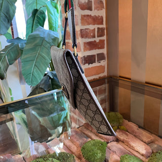 GUCCI Neo Vintage Medium GG Supreme Monogram Web Flap Crossbody