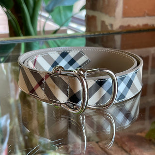 BURBERRY Nova Check Beige Canvas Belt