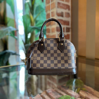 LOUIS VUITTON Alma BB Damier Ebene Canvas Top Handle Bag