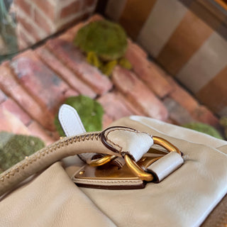 PRADA Bauletto Cream Glace Calfskin Leather Satchel