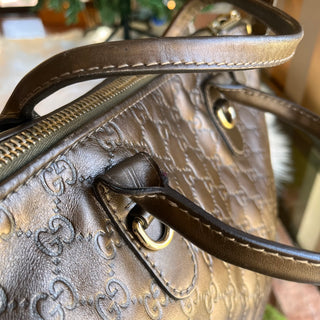 GUCCI Heart-Bit Brown Metallic Guccissima Leather Tote