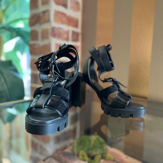 LOUBOUTIN Black Leather Gladiator Sandals SZ 38