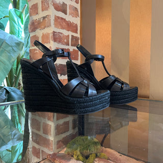SAINT LAURENT Black Tribute Espadrilles SZ 40 (US 10)