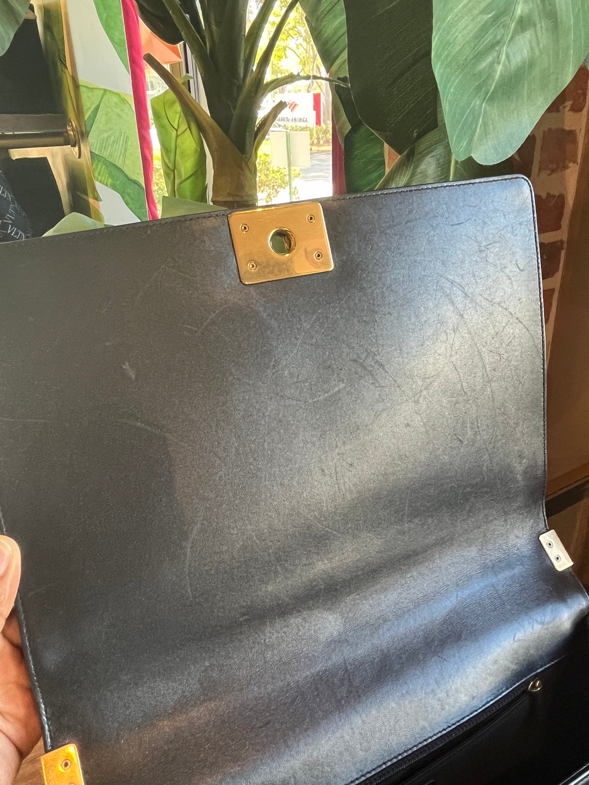 CHANEL Black Lambskin Leather Large Boy Bag