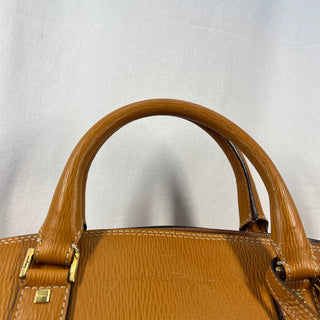 SALVATORE FERRAGAMO Tan Textured Leather Weekend Vintage Satchel Bag