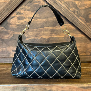 CHANEL Wild Stitch Black Calfskin Leather Shoulder Bag