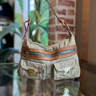 LOUIS VUITTON Baggy PM Green Denim Monogram Shoulder Bag