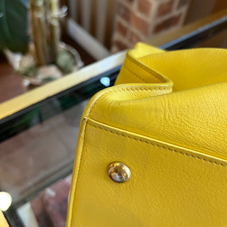 SAINT LAURENT Cabas ChYc Small Yellow Leather Two Way Tote