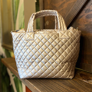 MZ WALLACE Metro Tote Pale Rose Gold Metallic Quilted Tote