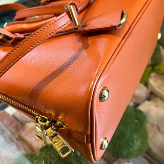PRADA Promenade Orange Saffiano Lux Dome Top Handle