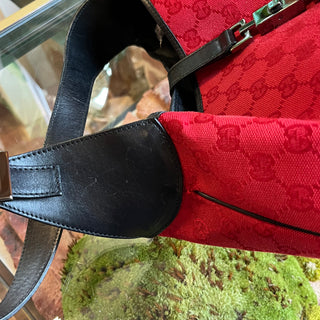 GUCCI Jackie Red GG Monogram Canvas Hobo Bag