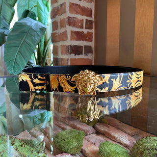 VERSACE Reversible Medusa Buckle Yellow/Black Belt SZ 130/52
