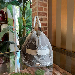 CELINE Vintage Gray White Printed Macadam Duffle Bag