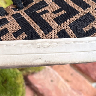 FENDI FF Print Brown/Black Mesh Sneakers SZ 9