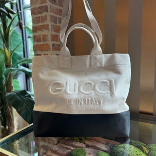 GUCCI Canvas Embossed Logo Tote