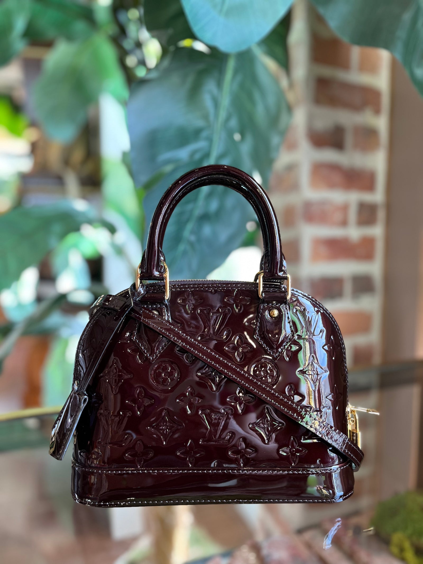 louis vuitton alma small model handbag in black patent epi leather, Black  Louis Vuitton Damier Graphite Porte Documents Voyage PM Business Bag