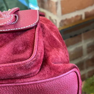 GUCCI Vintage Red Suede Bamboo Backpack Bag