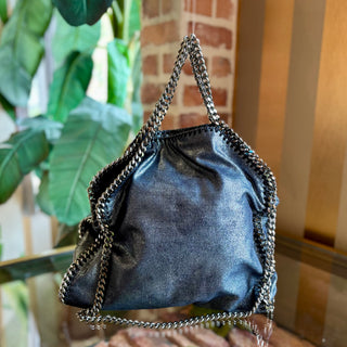 STELLA MCCARTNEY Metallic Blue Falabella Shoulder Bag