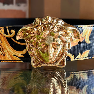 VERSACE Reversible Medusa Buckle Yellow/Black Belt SZ 130/52