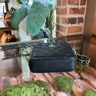 CHANEL Black Caviar Quilted Camera Case Crossbody