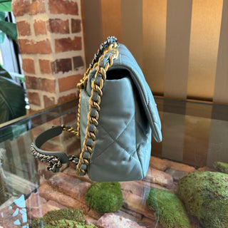 CHANEL 19 Large Blue Seafoam