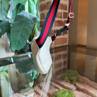 GUCCI Small Printed White Pebbled Leather Belt Bag