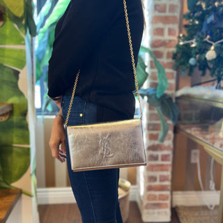 SAINT LAURENT Belle De Jour Silver Chain Clutch