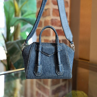 GIVENCHY Antigona Lock Toy Denim Top Handle Bag