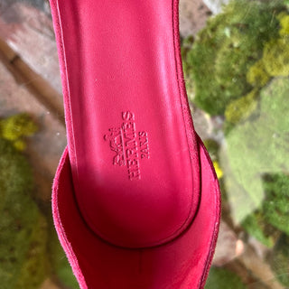 HERMES Elda Suede Goatskin Espadrille Wedge Sandals SZ38(8US)