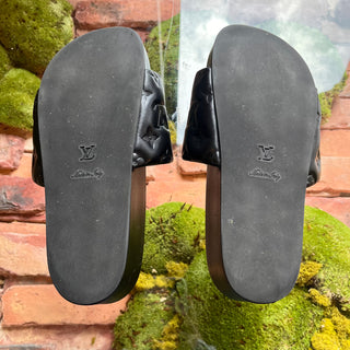LOUIS VUITTON Emprinte Monogram Puffer Black Leather Slides SZ 37.5 (US 7.5)