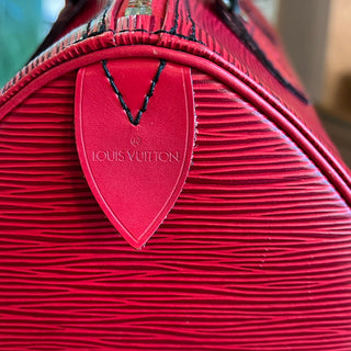 LOUIS VUITTON Speedy 25 Red Epi Leather Satchel Bag Castillan TS3849