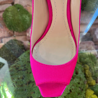 DIOR Hot Pink Canvas Peep Toe Heels SZ 38 (US 8)