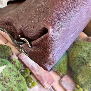 FERRAGAMO Fanisa Brown Pebbled Calfskin Hobo Bag