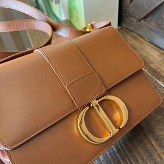 CHRISTIAN DIOR Montaigne 30 Flap Brown Calfskin Leather Shoulder Bag